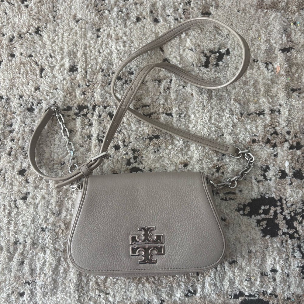 Tory Burch Light Gray Leather Crossbody Bag